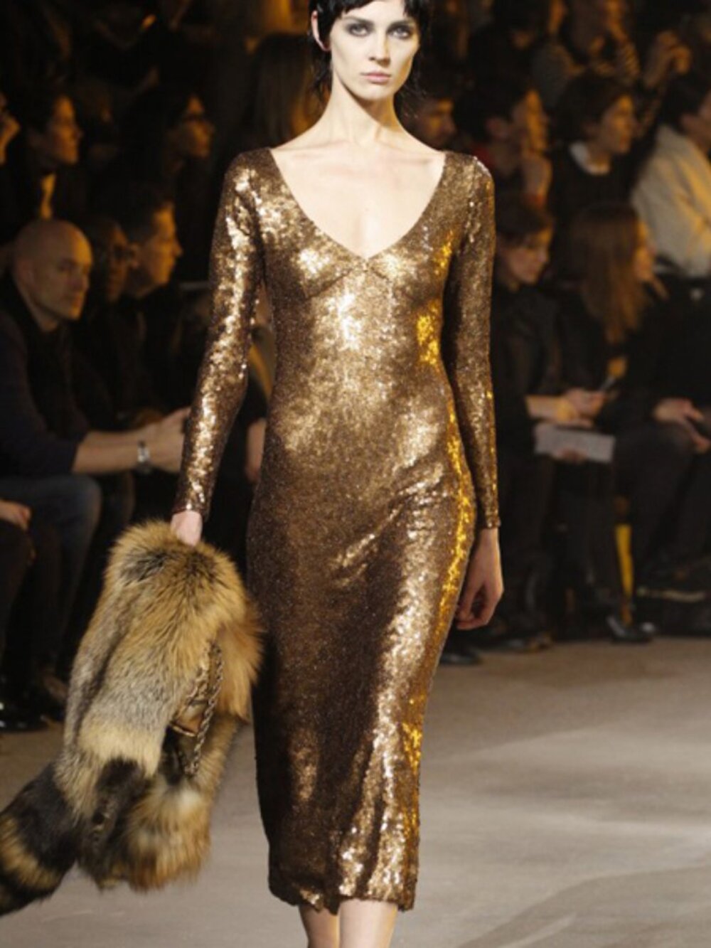 NWT $4000 Marc Jacobs Gold Brushed Metal Sequin Cocktail Dress SIZE 4